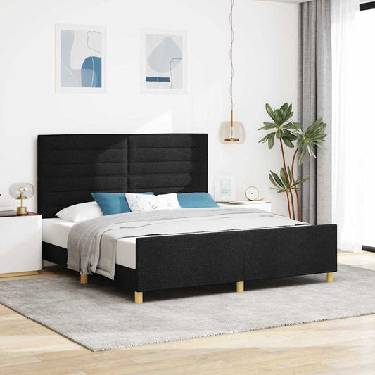Struttura del letto con testiera Nero 180 x 200 cm Tessuto | homemem39