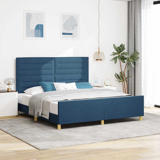 Struttura del letto con testiera Blu 180 x 200 cm Tessuto | homemem39