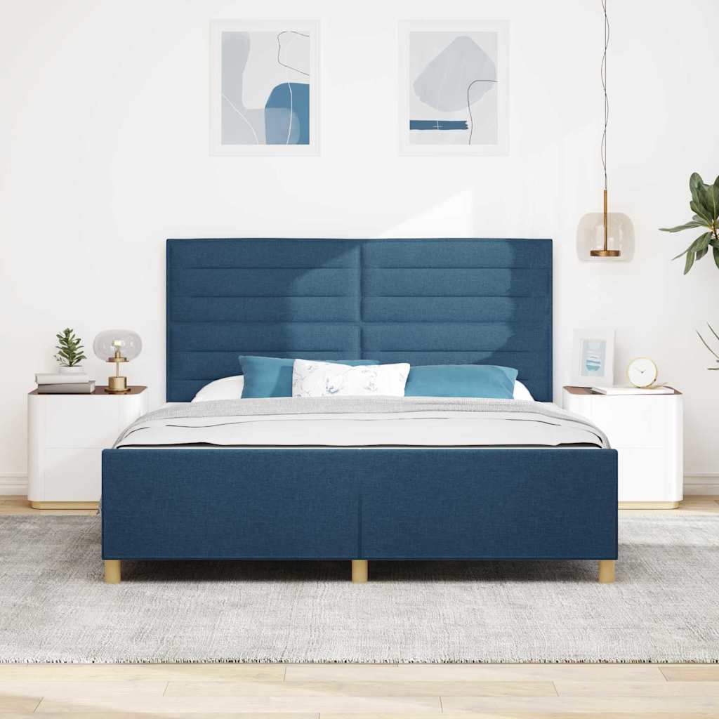 Struttura del letto con testiera Blu 180 x 200 cm Tessuto | homemem39