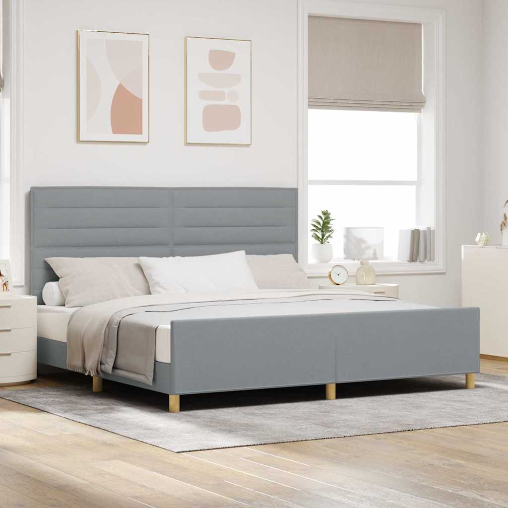 Struttura del letto Grigio chiaro 200 x 200 cm Tessuto | homemem39