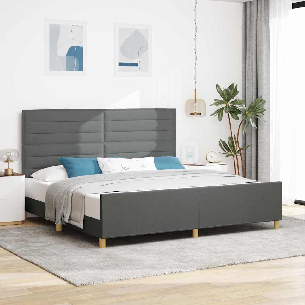 Struttura del letto Grigio scuro 200 x 200 cm Tessuto | homemem39