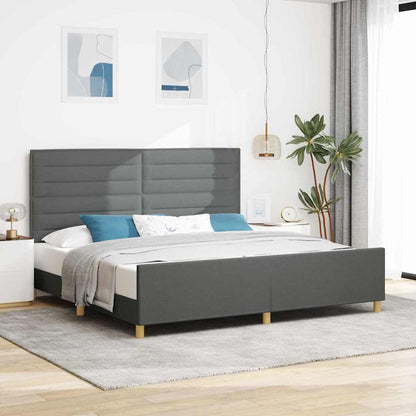 Struttura del letto Grigio scuro 200 x 200 cm Tessuto | homemem39