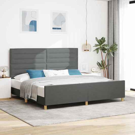 Struttura del letto Grigio scuro 200 x 200 cm Tessuto | homemem39