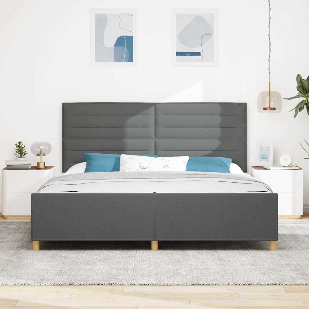 Struttura del letto Grigio scuro 200 x 200 cm Tessuto | homemem39
