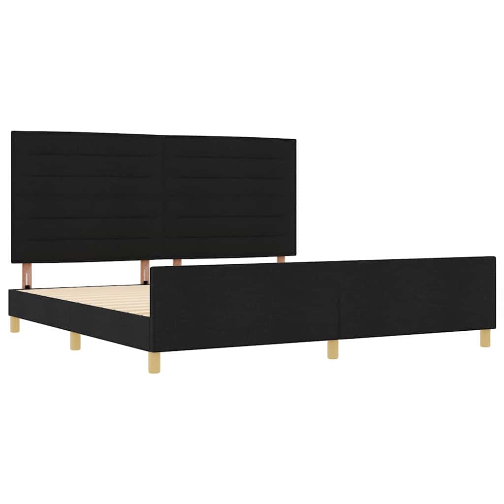 Struttura del letto con testiera Nero 200 x 200 cm Tessuto | homemem39