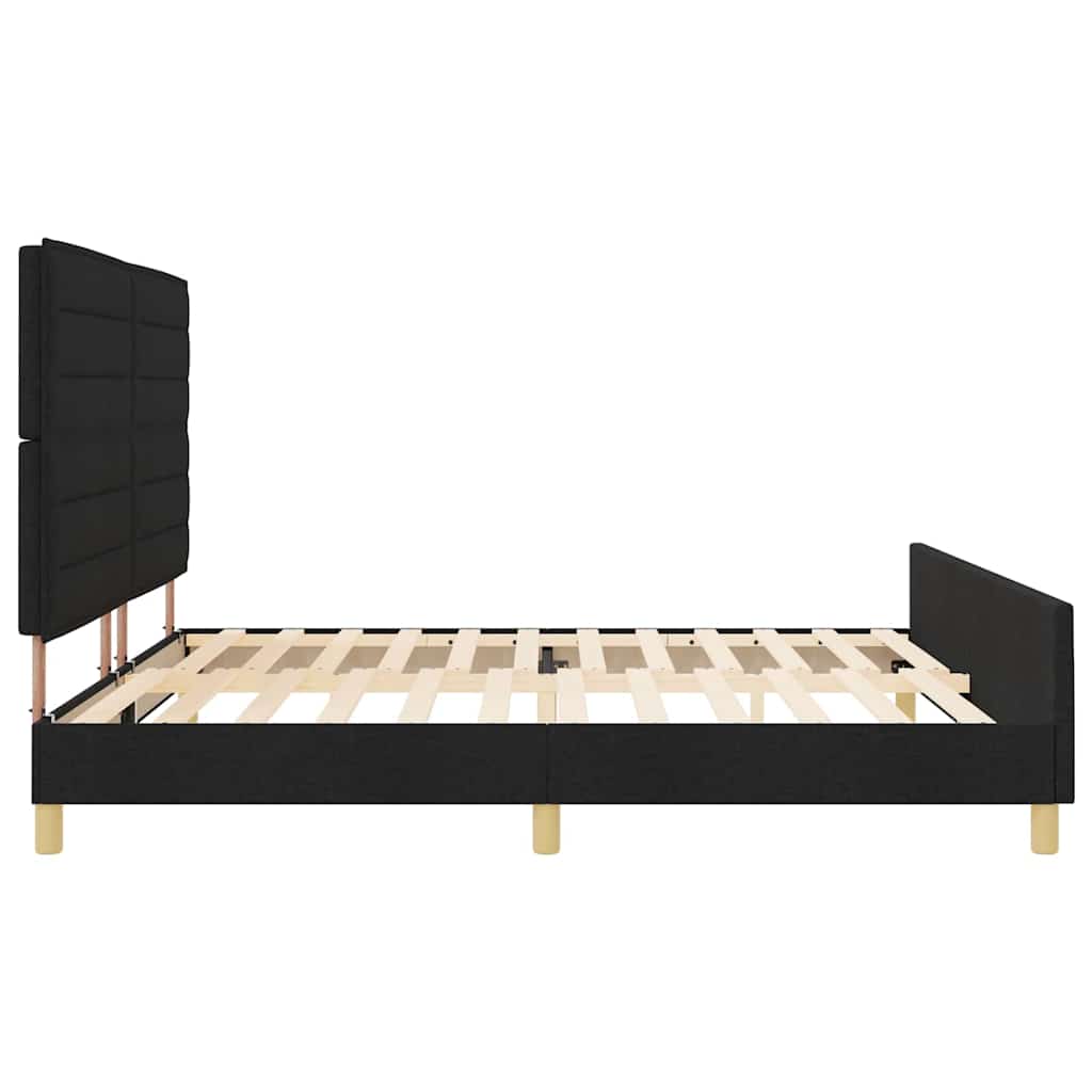 Struttura del letto con testiera Nero 200 x 200 cm Tessuto | homemem39