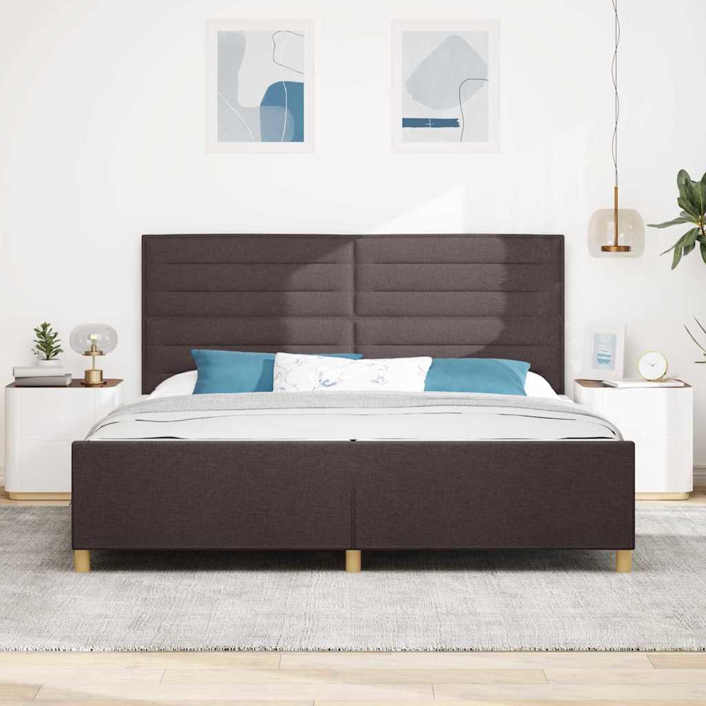 Struttura del letto Marrone scuro 200 x 200 cm Tessuto | homemem39