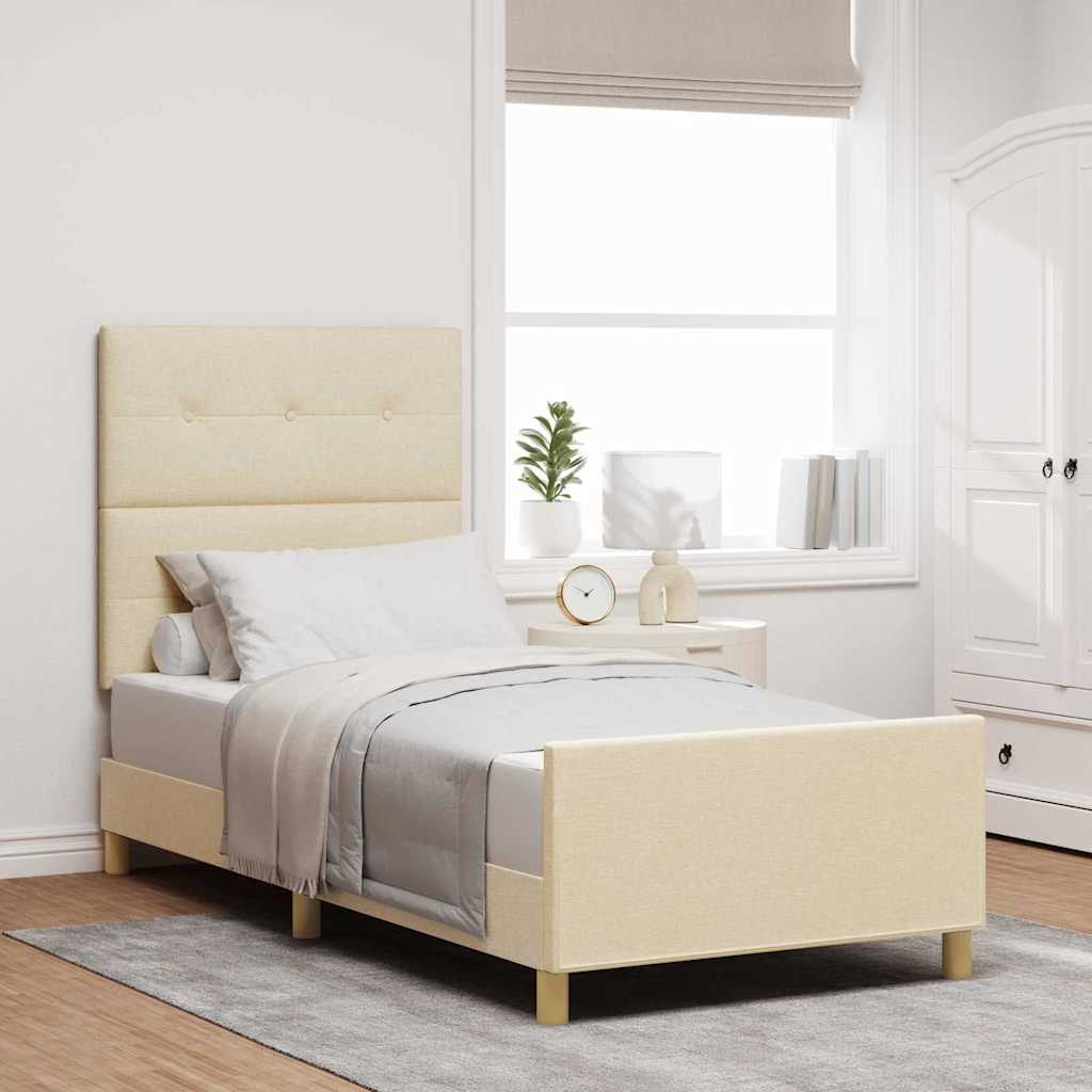 Struttura del letto con testiera Crema 80 x 200 cm Tessuto | homemem39
