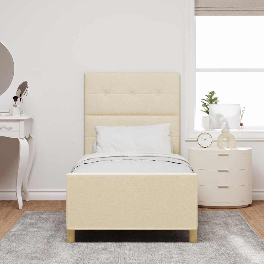 Struttura del letto con testiera Crema 80 x 200 cm Tessuto | homemem39