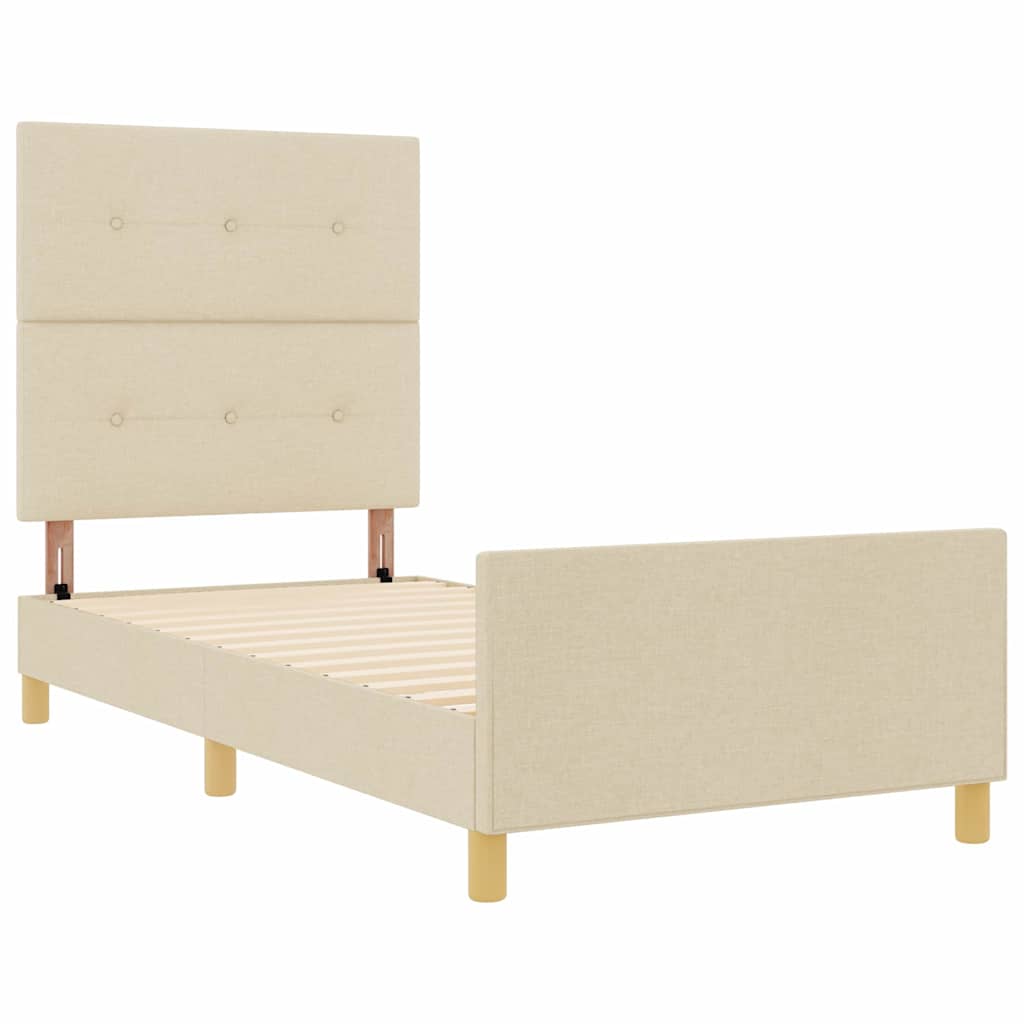 Struttura del letto con testiera Crema 80 x 200 cm Tessuto | homemem39