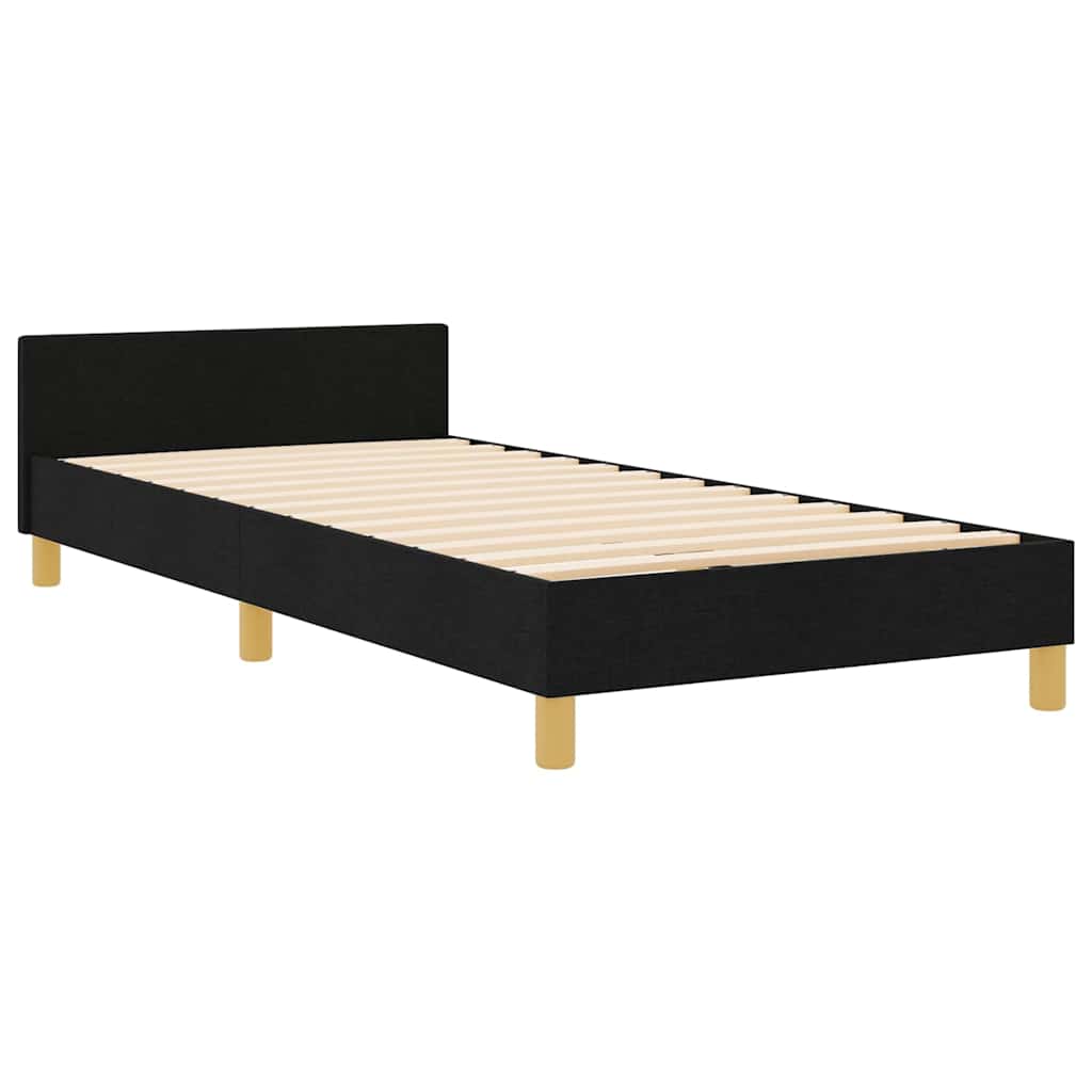 Struttura del letto con testiera Nero 90 x 190 cm Tessuto | homemem39