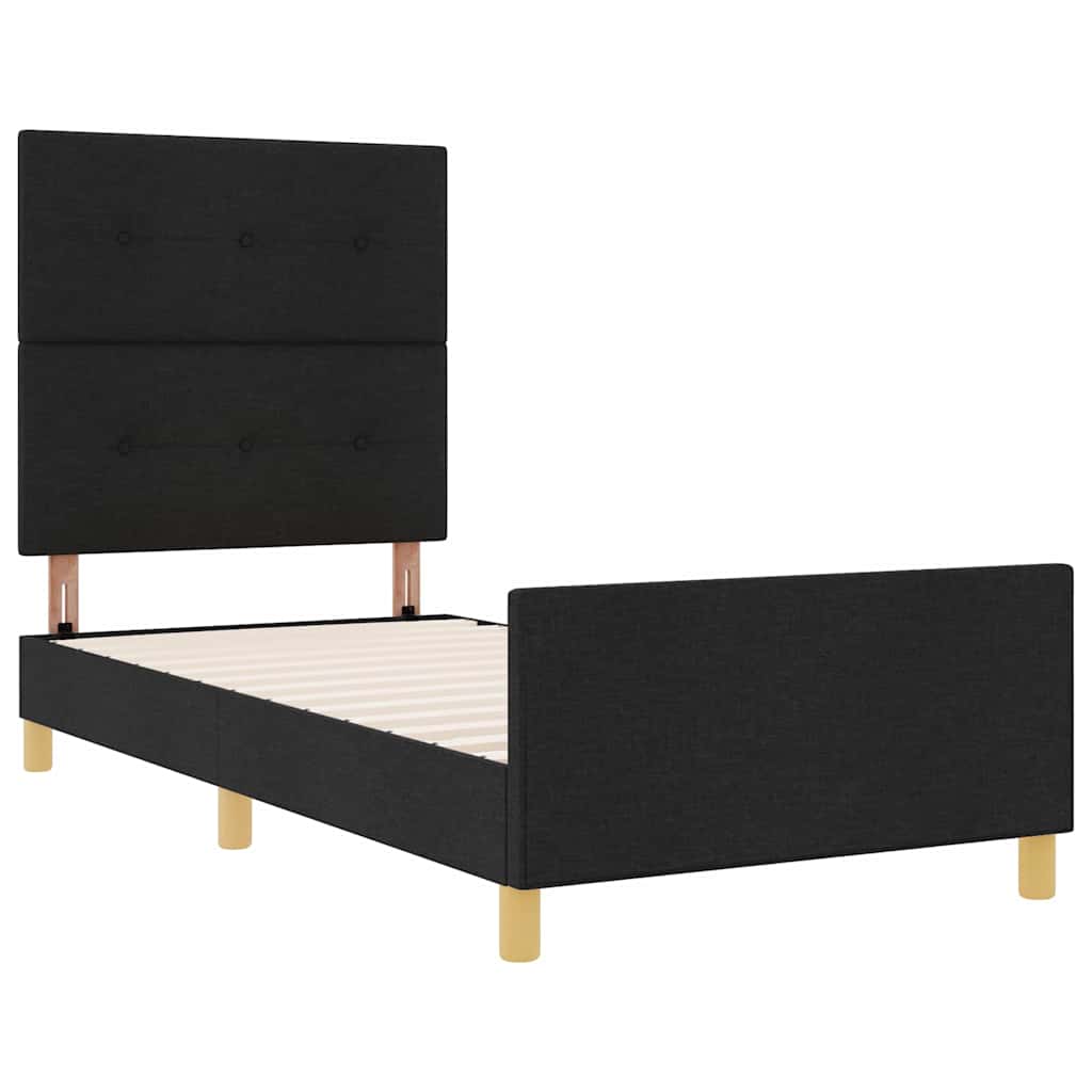Struttura del letto con testiera Nero 90 x 200 cm Tessuto | homemem39