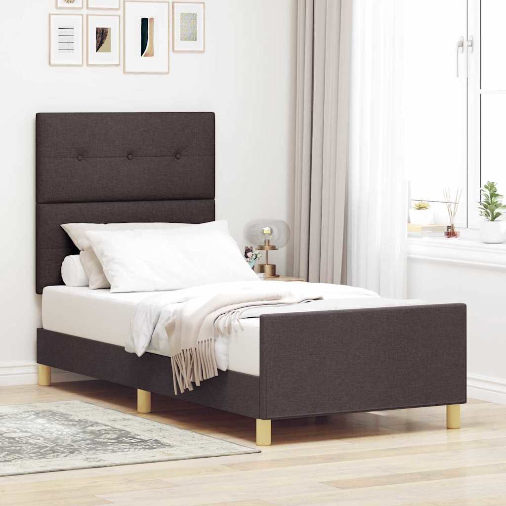Struttura del letto Marrone scuro 100 x 200 cm Tessuto | homemem39
