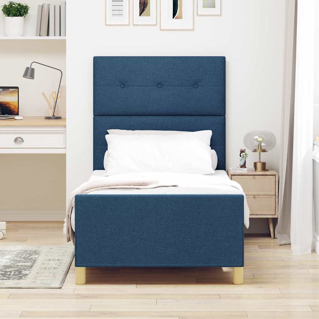 Struttura del letto con testiera Blu 100 x 200 cm Tessuto | homemem39