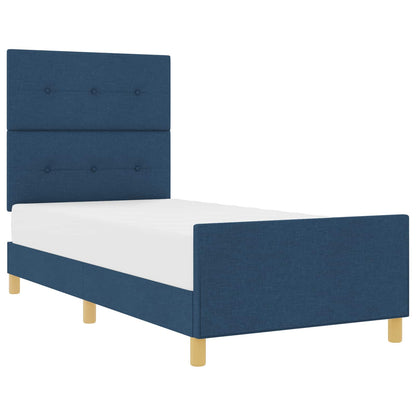 Struttura del letto con testiera Blu 100 x 200 cm Tessuto | homemem39