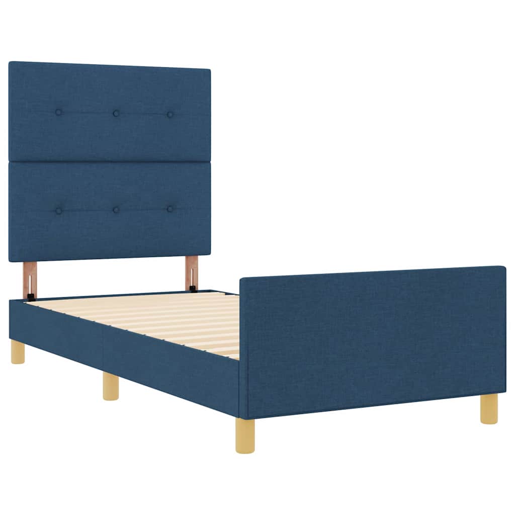 Struttura del letto con testiera Blu 100 x 200 cm Tessuto | homemem39