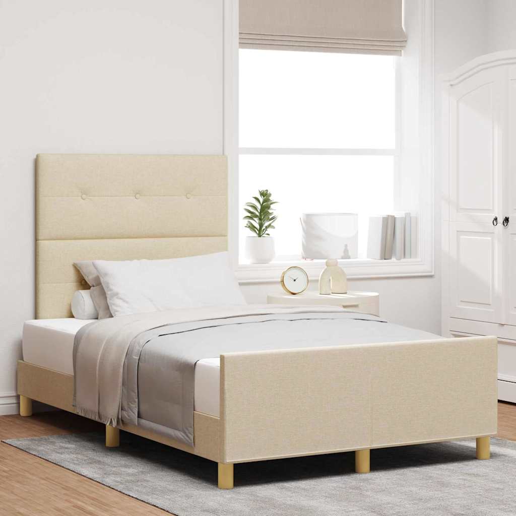 Struttura del letto con testiera Crema 120 x 190 cm Tessuto | homemem39