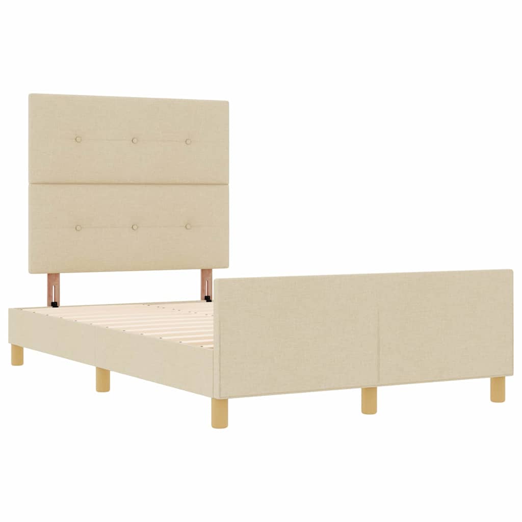 Struttura del letto con testiera Crema 120 x 200 cm Tessuto | homemem39