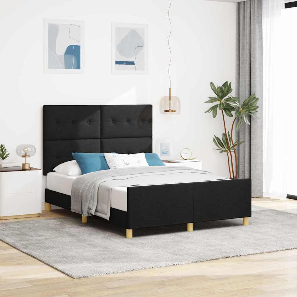Struttura del letto con testiera Nero 140 x 190 cm Tessuto