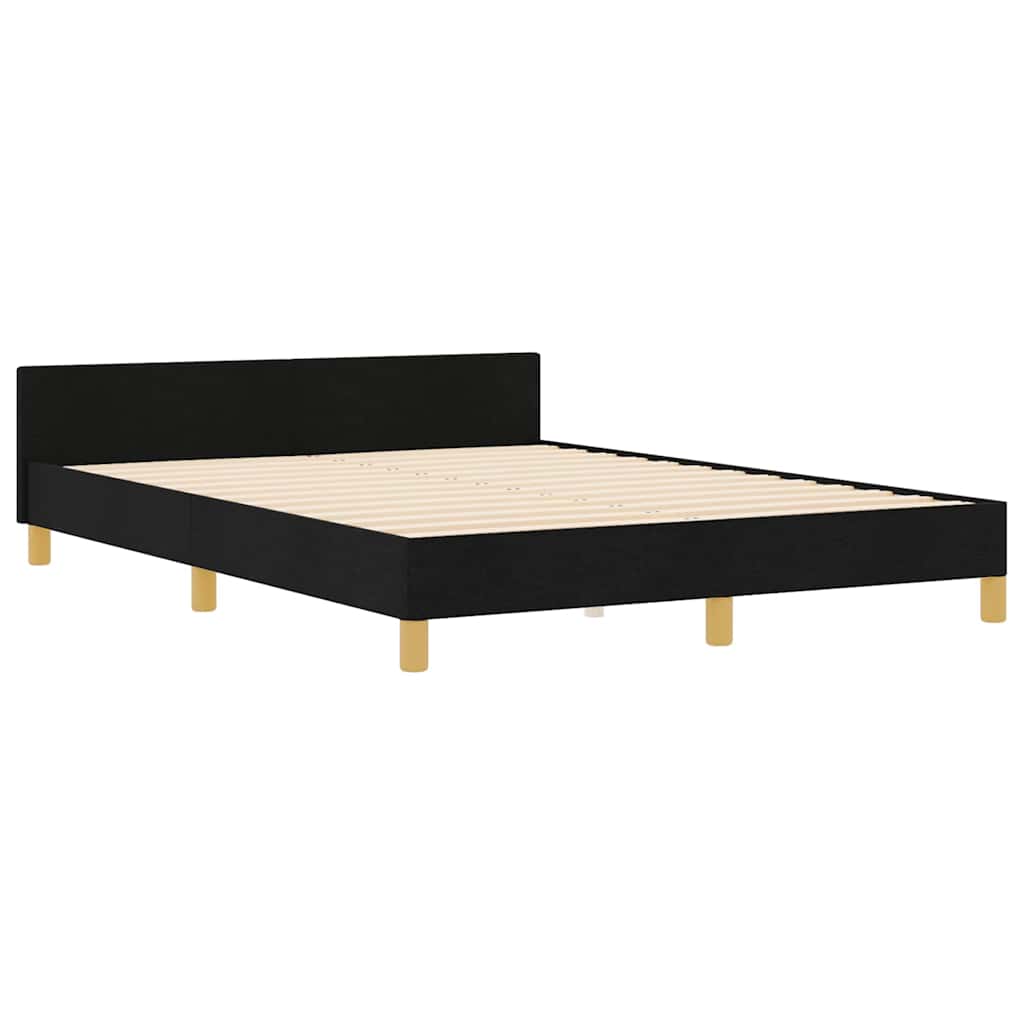 Struttura del letto con testiera Nero 140 x 190 cm Tessuto | homemem39