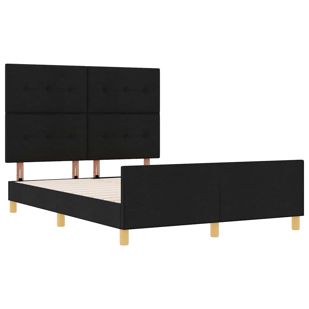 Struttura del letto con testiera Nero 140 x 190 cm Tessuto | homemem39