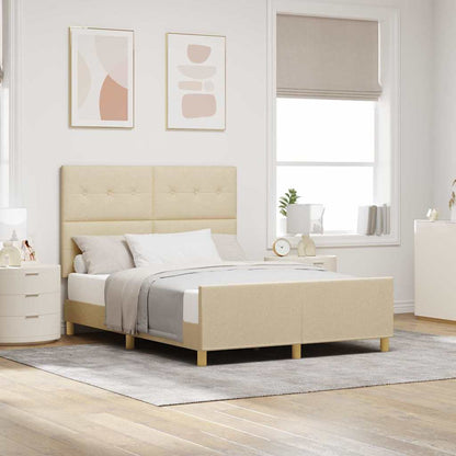 Struttura del letto con testiera Crema 140 x 190 cm Tessuto | homemem39