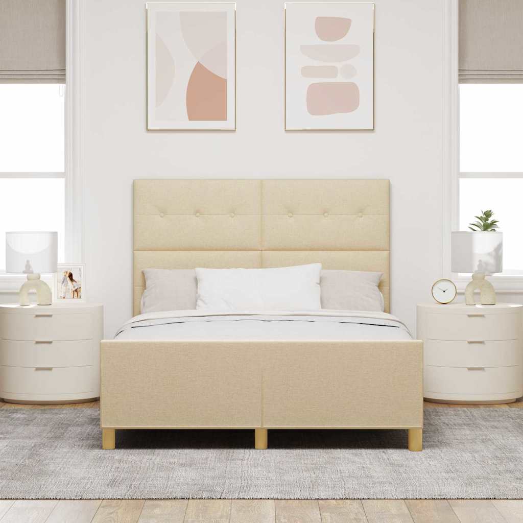 Struttura del letto con testiera Crema 140 x 190 cm Tessuto | homemem39