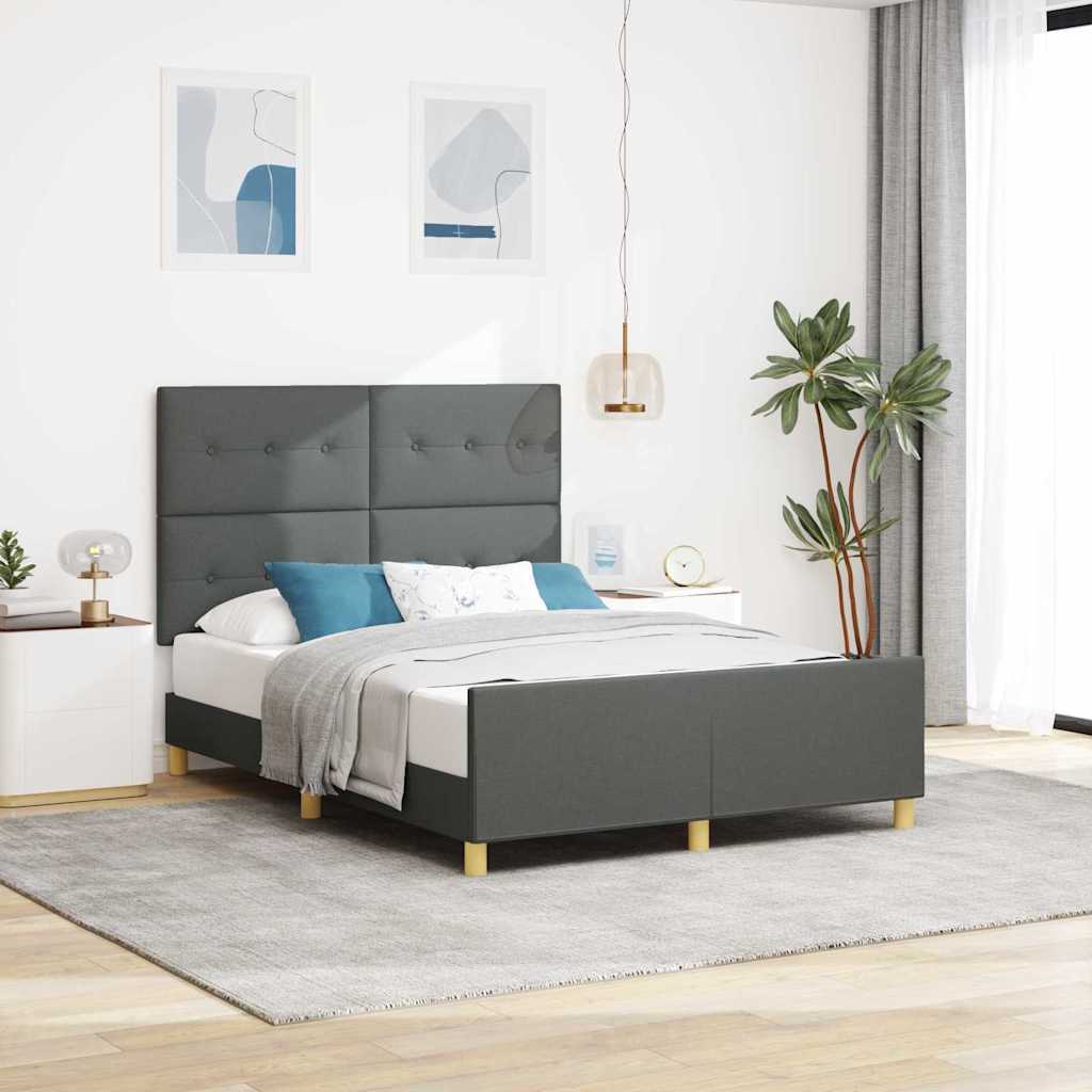 Struttura del letto Grigio scuro 140 x 200 cm Tessuto | homemem39