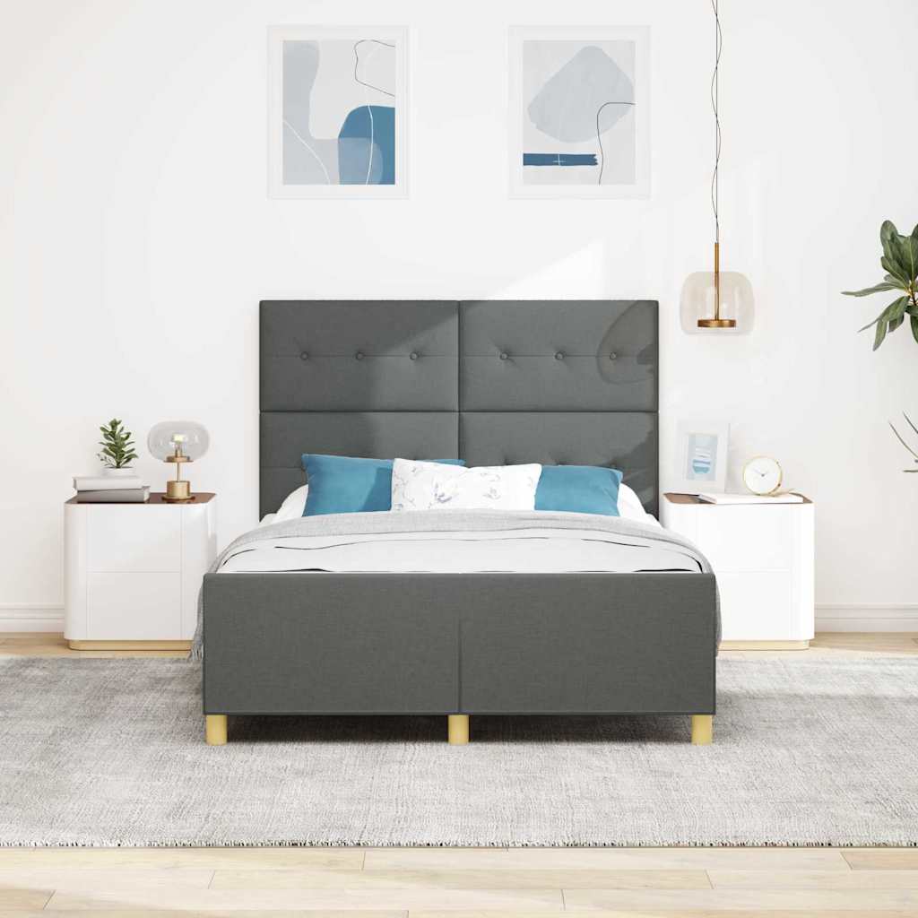 Struttura del letto Grigio scuro 140 x 200 cm Tessuto | homemem39