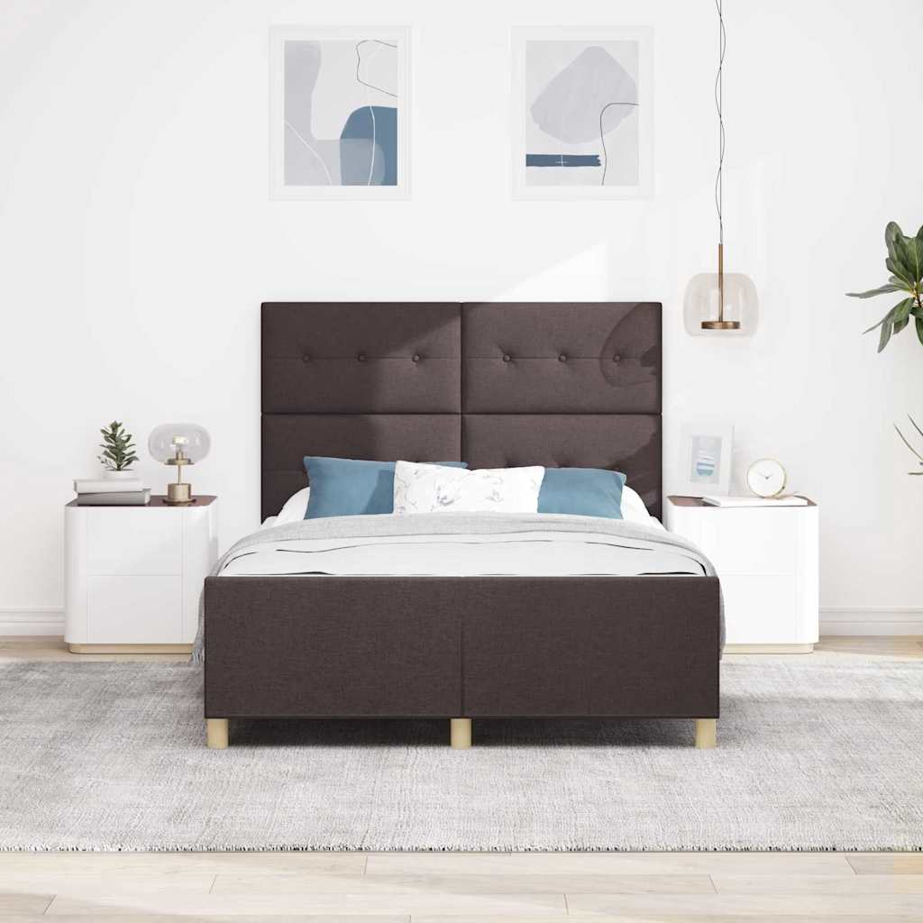 Struttura del letto Marrone scuro 140 x 200 cm Tessuto | homemem39