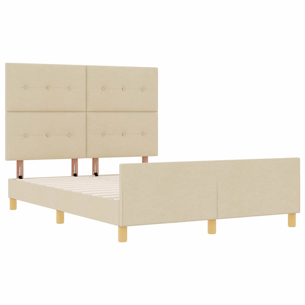 Struttura del letto con testiera Crema 140 x 200 cm Tessuto | homemem39