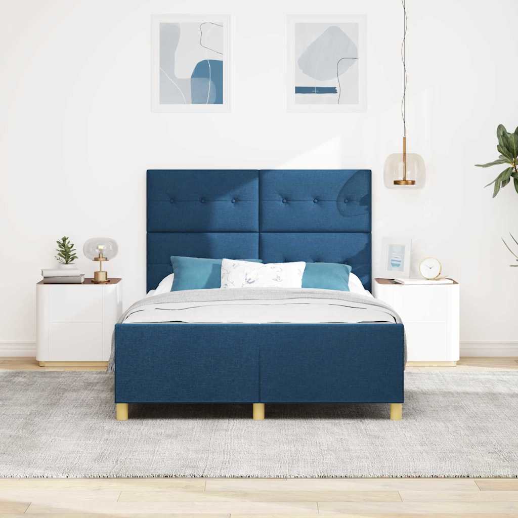 Struttura del letto con testiera Blu 160 x 200 cm Tessuto | homemem39