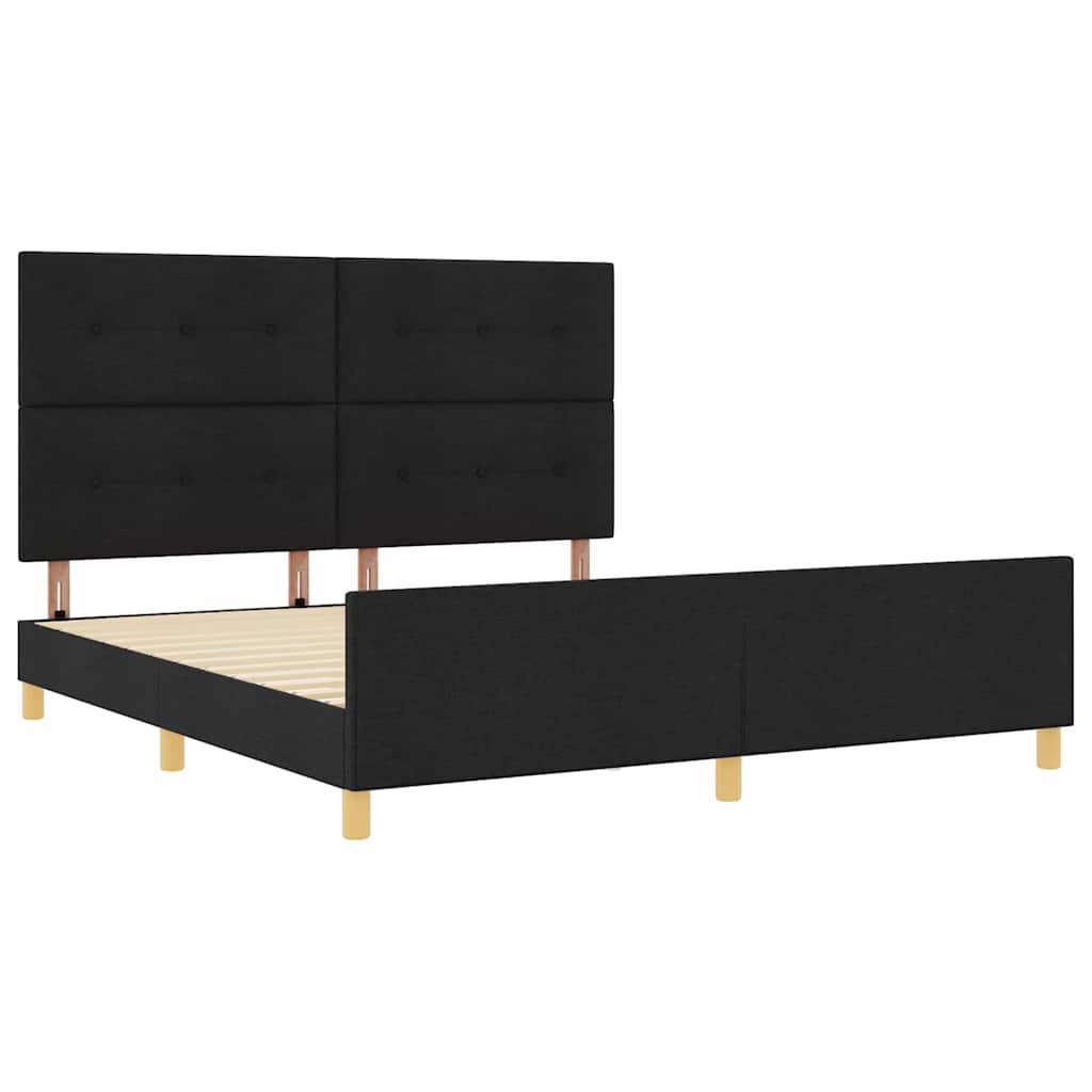 Struttura del letto con testiera Nero 180 x 200 cm Tessuto | homemem39