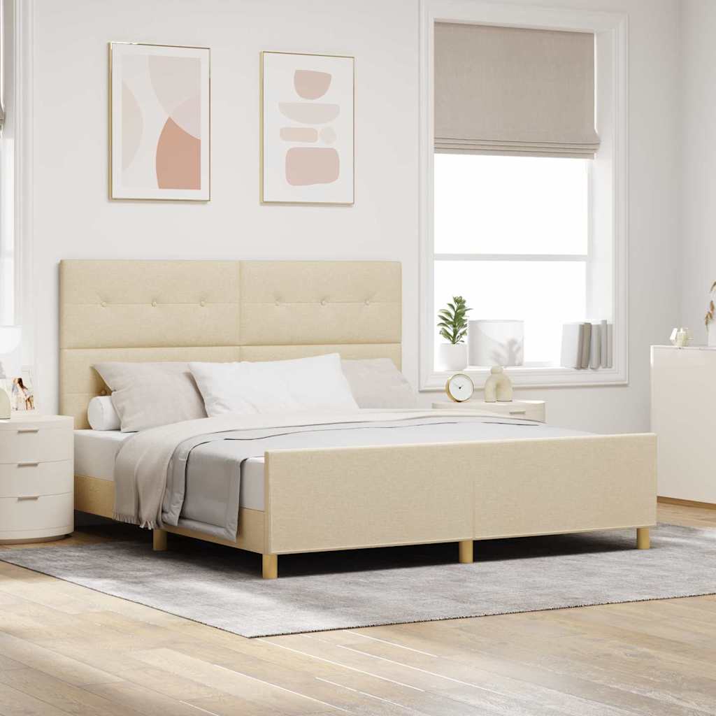 Struttura del letto con testiera Crema 180 x 200 cm Tessuto | homemem39