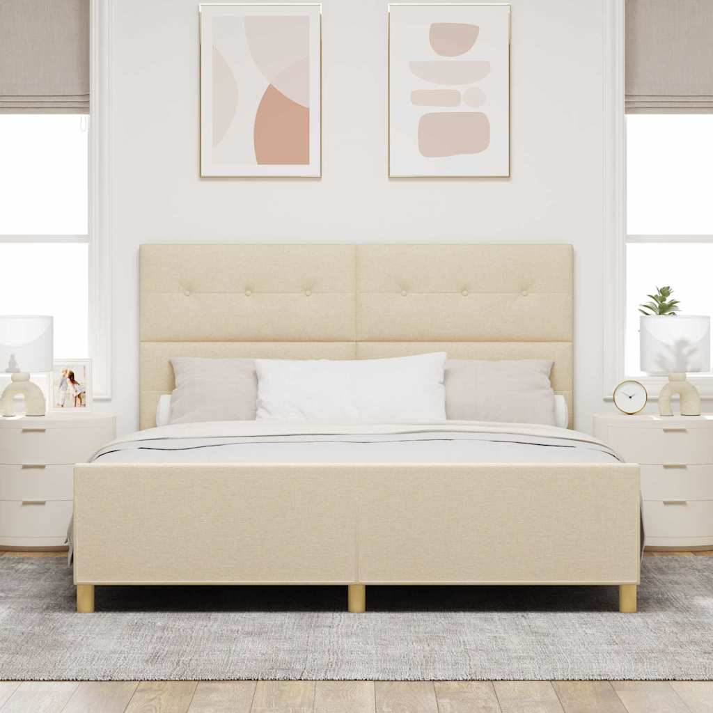 Struttura del letto con testiera Crema 180 x 200 cm Tessuto | homemem39