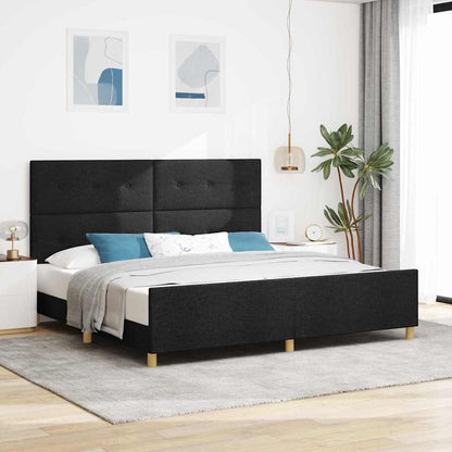 Struttura del letto con testiera Nero 200 x 200 cm Tessuto | homemem39