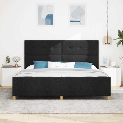 Struttura del letto con testiera Nero 200 x 200 cm Tessuto | homemem39