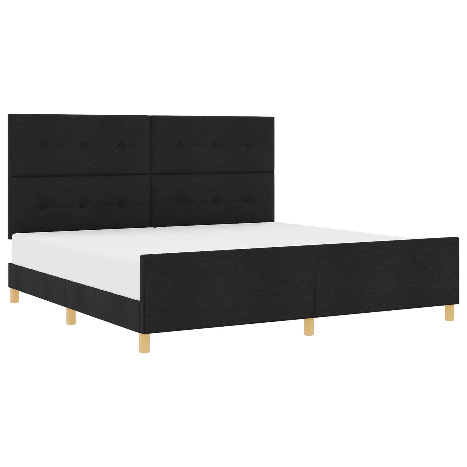 Struttura del letto con testiera Nero 200 x 200 cm Tessuto | homemem39