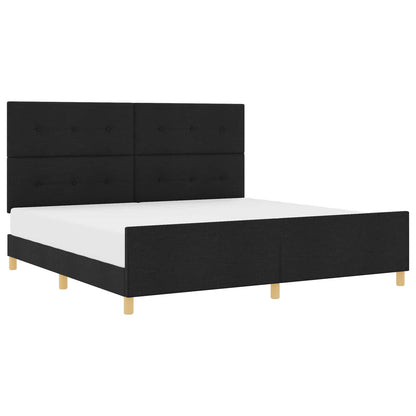 Struttura del letto con testiera Nero 200 x 200 cm Tessuto | homemem39