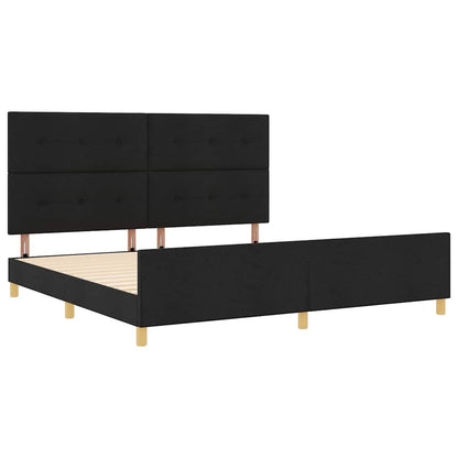 Struttura del letto con testiera Nero 200 x 200 cm Tessuto | homemem39
