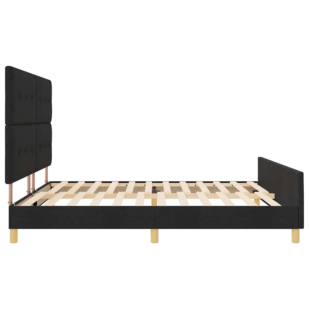 Struttura del letto con testiera Nero 200 x 200 cm Tessuto | homemem39