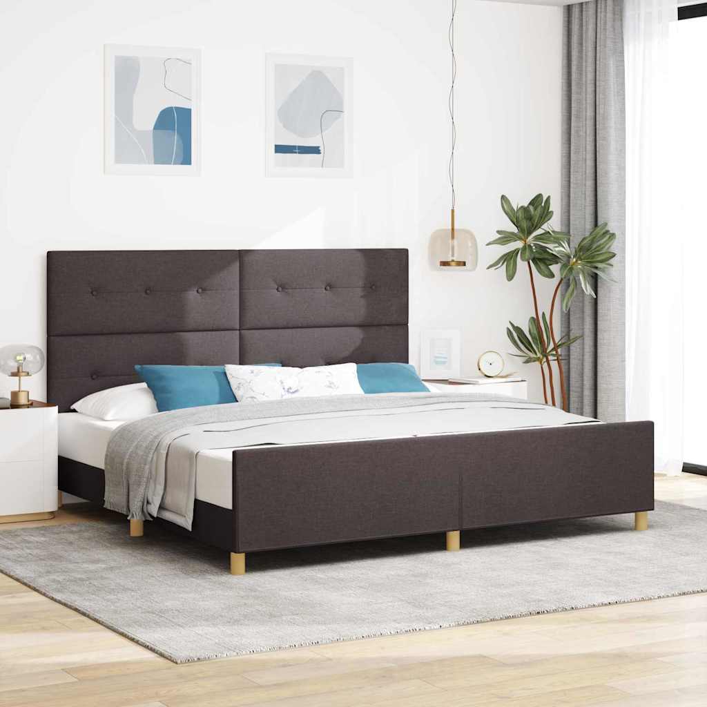 Struttura del letto Marrone scuro 200 x 200 cm Tessuto | homemem39