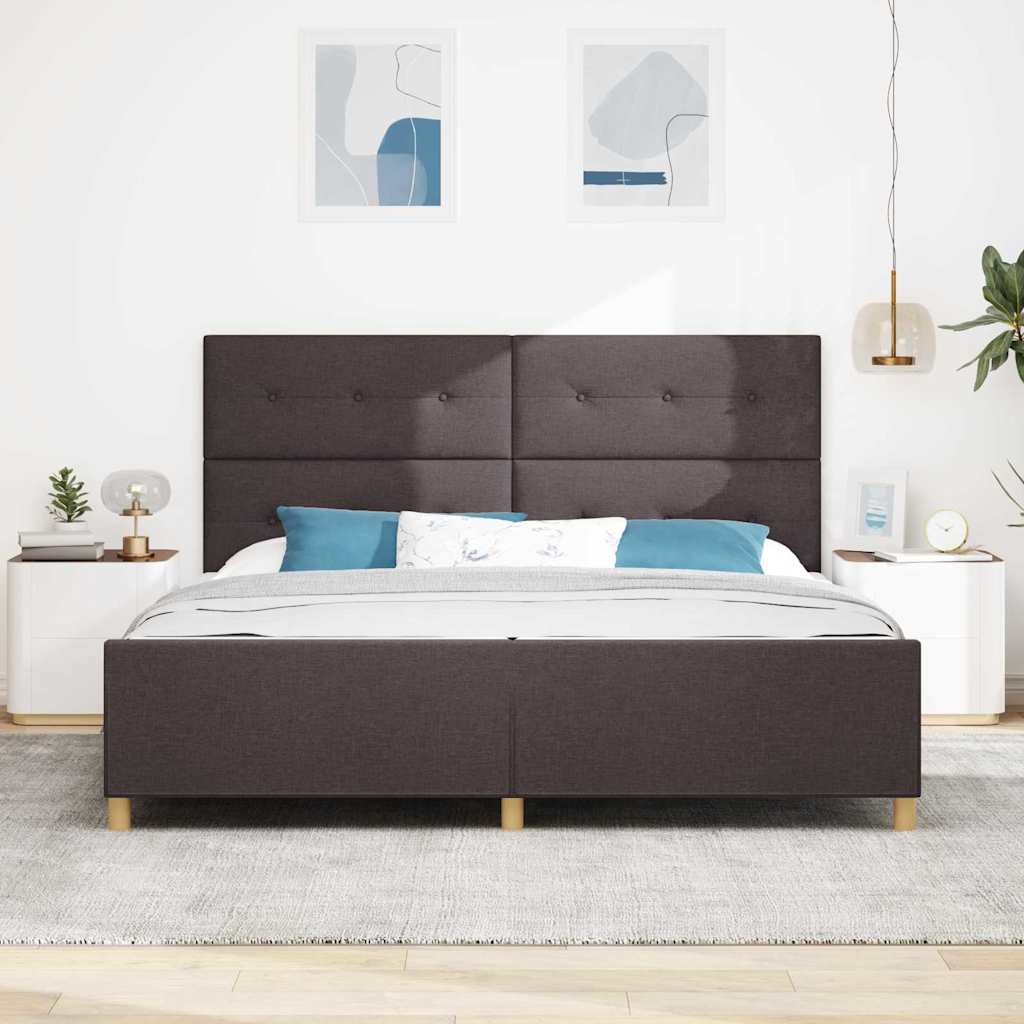 Struttura del letto Marrone scuro 200 x 200 cm Tessuto | homemem39