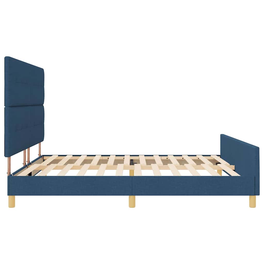 Struttura del letto con testiera Blu 200 x 200 cm Tessuto | homemem39