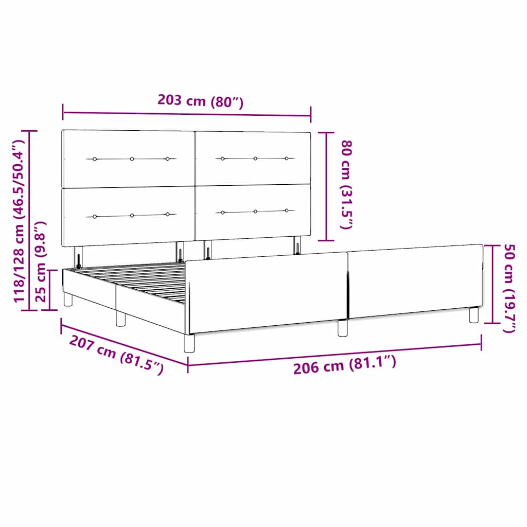 Struttura del letto con testiera Blu 200 x 200 cm Tessuto | homemem39
