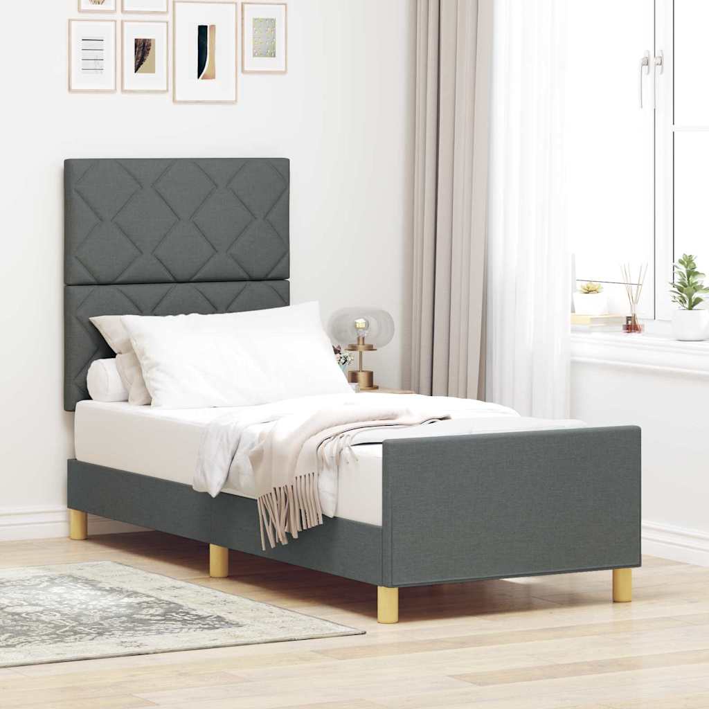 Struttura del letto Grigio scuro 80 x 200 cm Tessuto | homemem39