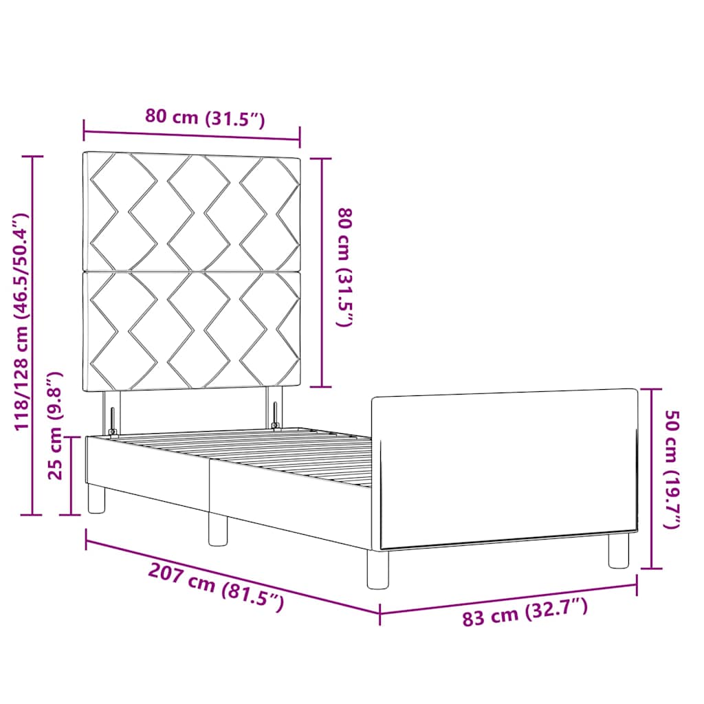 Struttura del letto Grigio scuro 80 x 200 cm Tessuto | homemem39
