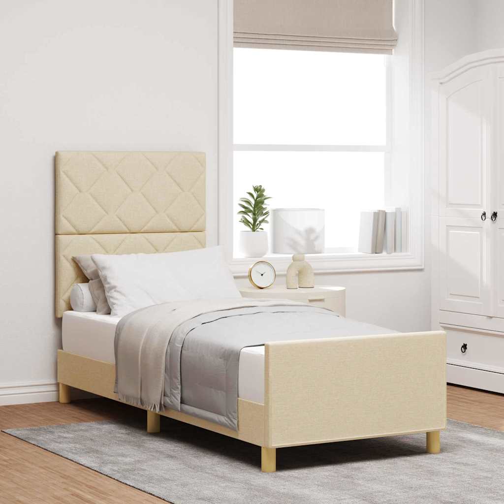 Struttura del letto con testiera Crema 80 x 200 cm Tessuto | homemem39