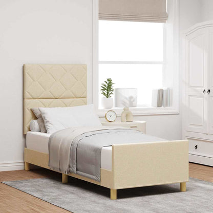 Struttura del letto con testiera Crema 80 x 200 cm Tessuto | homemem39