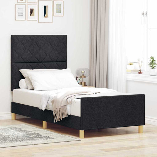Struttura del letto con testiera Nero 100 x 200 cm Tessuto | homemem39